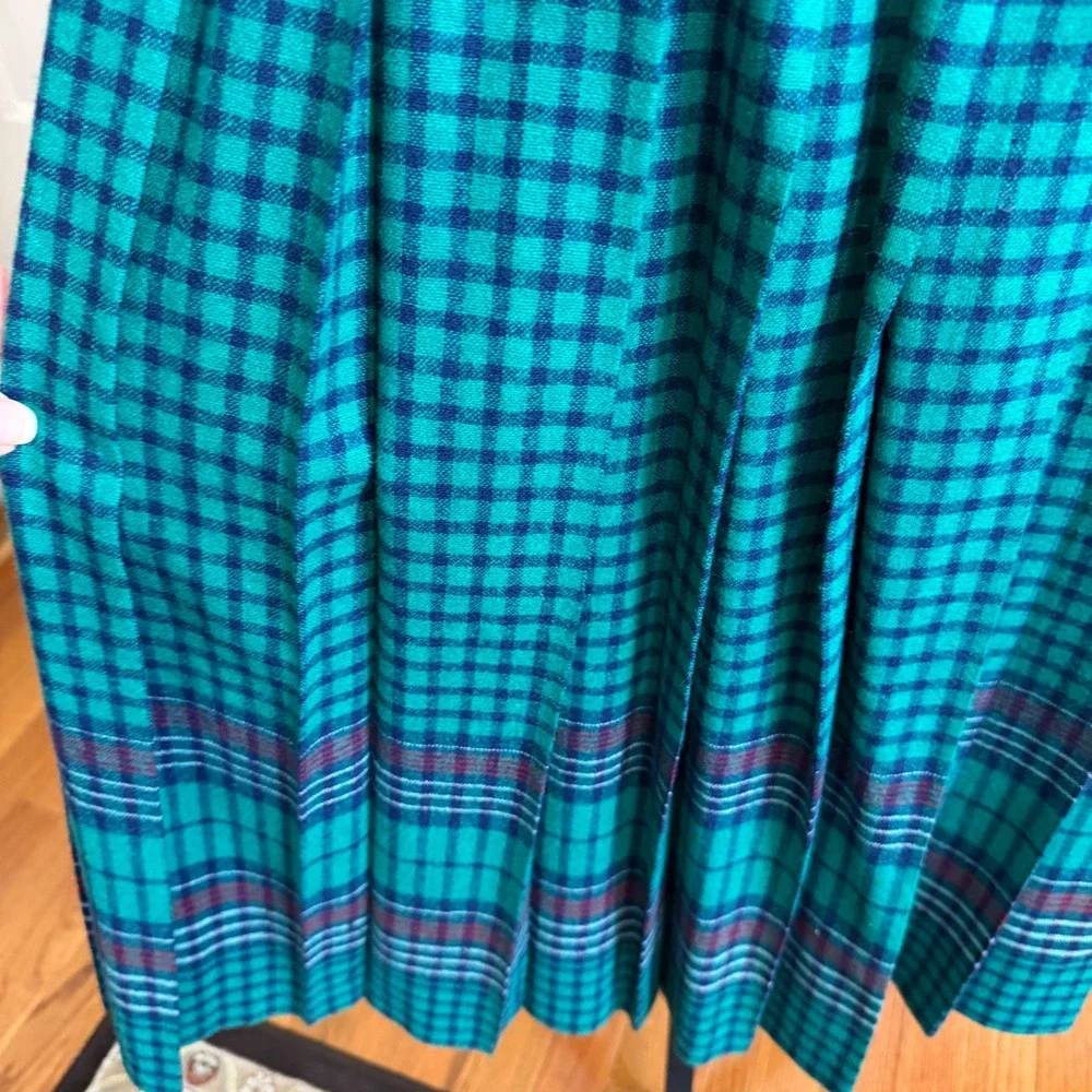 Pendleton Pleated Skirt Womens Size 12 Vintage Plaid Wool Midi Academia Classic